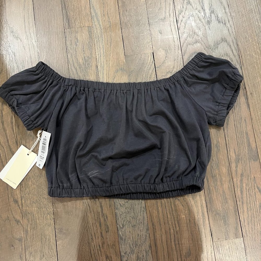 Aritzia dark gray crop top off the shoulder